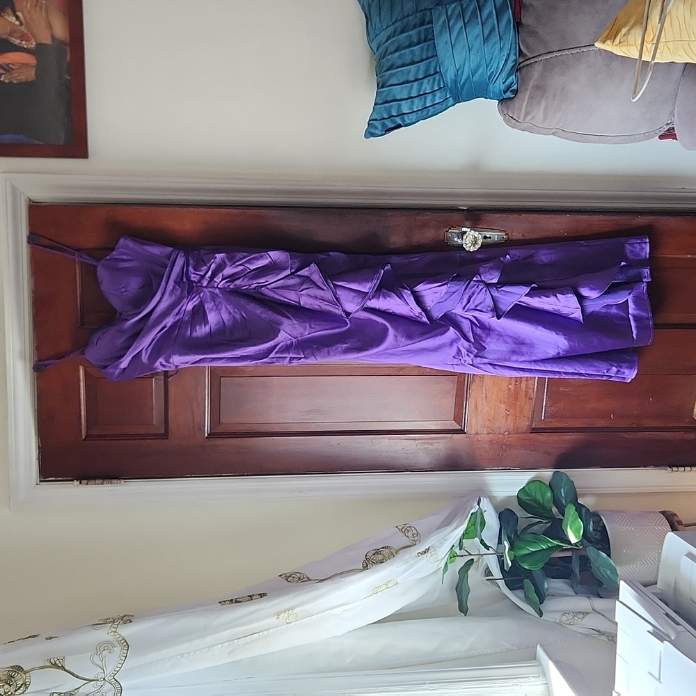Purple formal polyester long dress